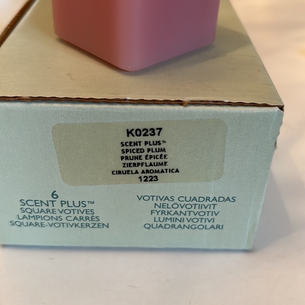 Partylite 6 Scent Plus Spiced Plum square Votives pink K0237 - Picture 3 of 3